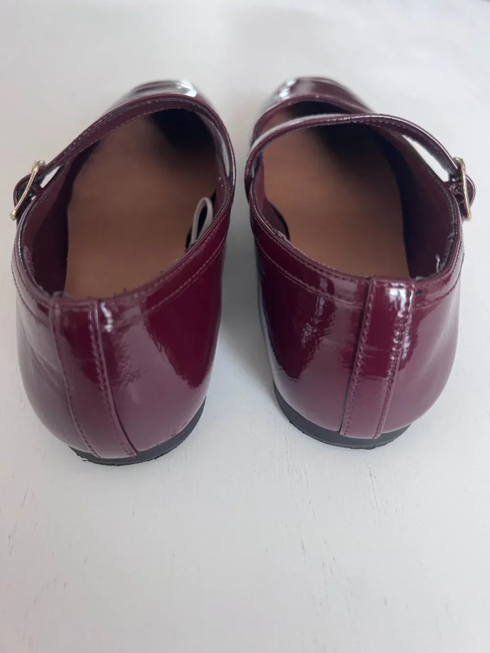A New Day Elena Patent Mary Jane Flats - Burgundy (Size 9)